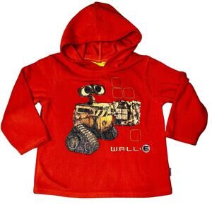 Vintage Disney Pixar WALL-E orange fleece graphic embroidered hoodie size 4T